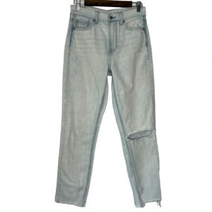 American Eagle Light Acid Wash Distressed High Rise Mom Jean Size 4